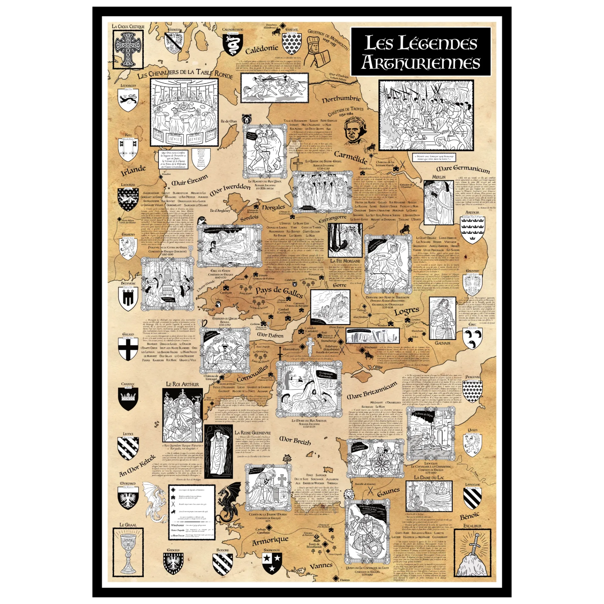 Les Légendes Arthuriennes (Fond Médiéval, Sans Plastification)